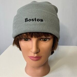 New W/T Boston Winter Tight Knit Hat Cap American Crown Novelty Unisex.